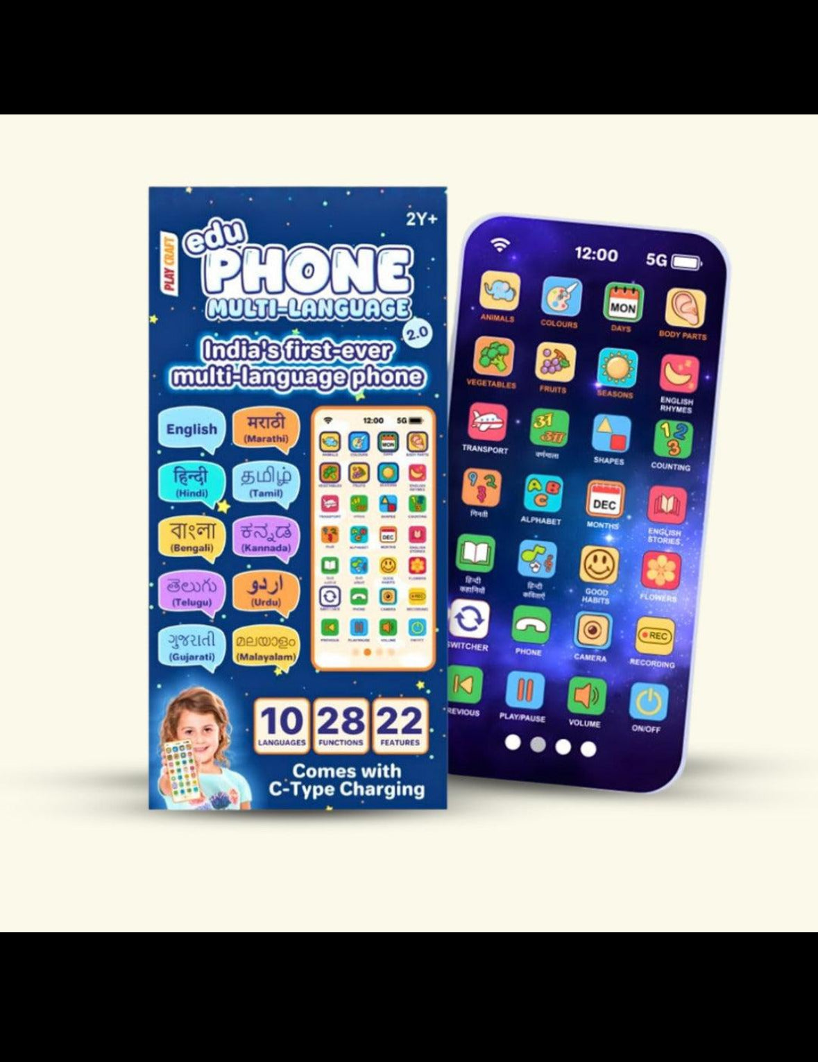 Edu Phone – Multilingual Learning Toy Phone for Kids | Educational Talking Phone with Camera Sound & Flash